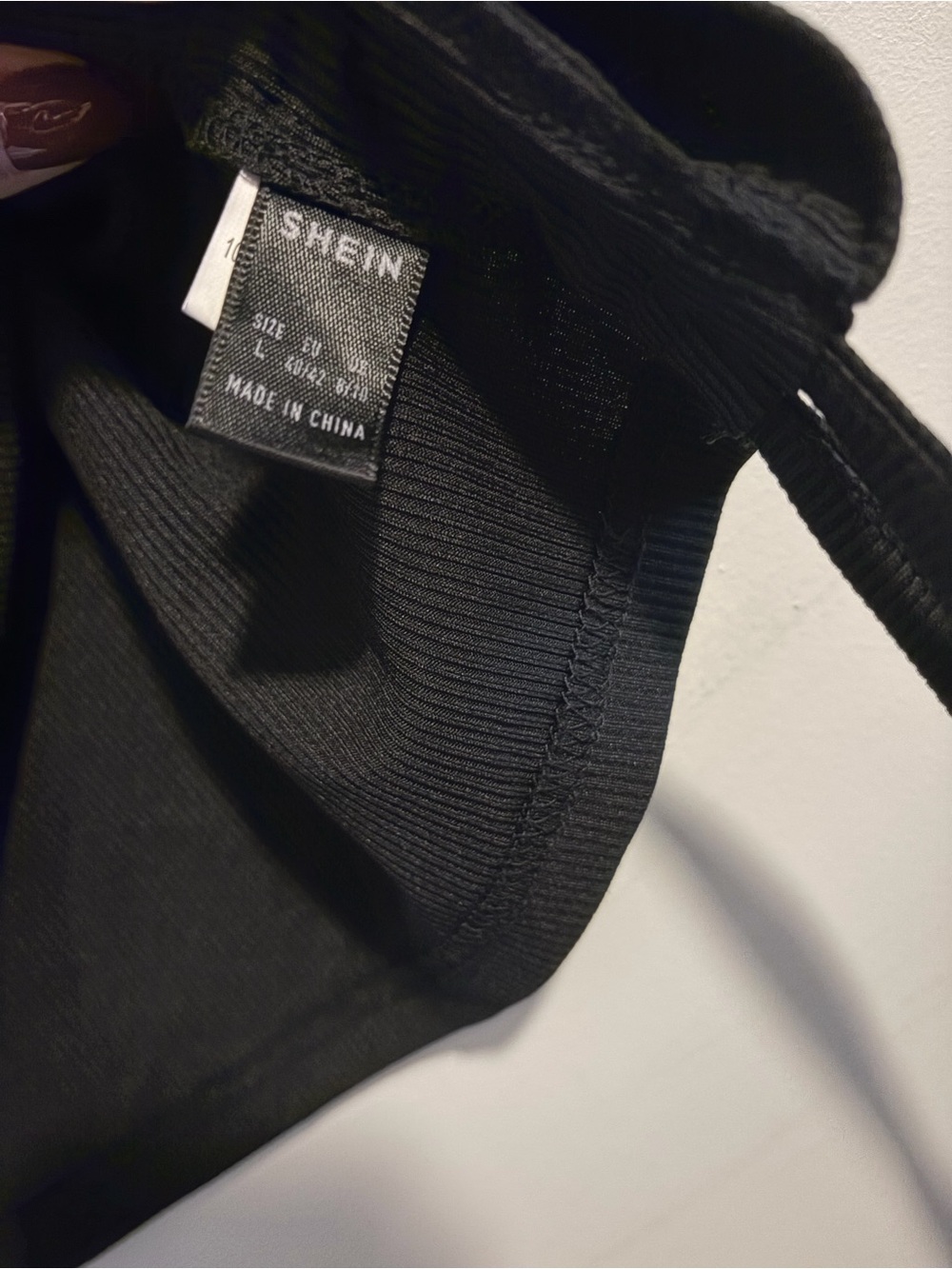 SHEIN Black Ribbed Tank with Side Drawstrings - Picture 2 of 3